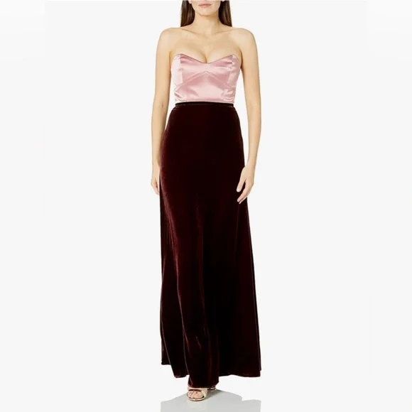 Jill Stuart (Orig: $518) Two Tone Silk Velvet Strapless Formal Gown Sz 10 - Picture 4 of 12